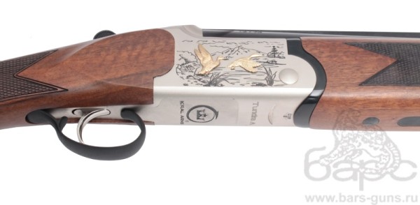 Kral Tundra A 12х76 орех 710 мм золотые утки белая ствольная коробка эжектор - гравировка утки